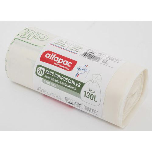 100 sacs poubelle Alfapac compostables 130l Naturel - JPG