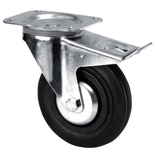 Roulette pivotante pour chariot plate-forme en aluminium: Ø 100 x 25 mm