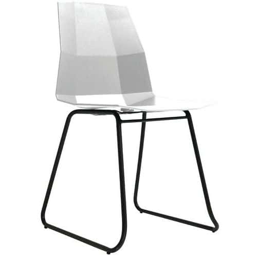 Chaise cube Pied trapeze noir-Assise blanc Lot de 2- Meet By Paperflow